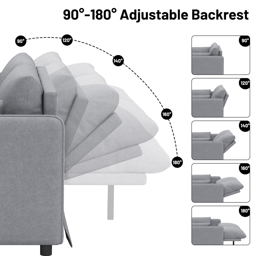 3 in 1 Convertible Sleeper Sofa Bed, 53" Folding Pull Out Couch with Adjustable Backrest, Futon Loveseat Couches with Side Pocket for Living Room