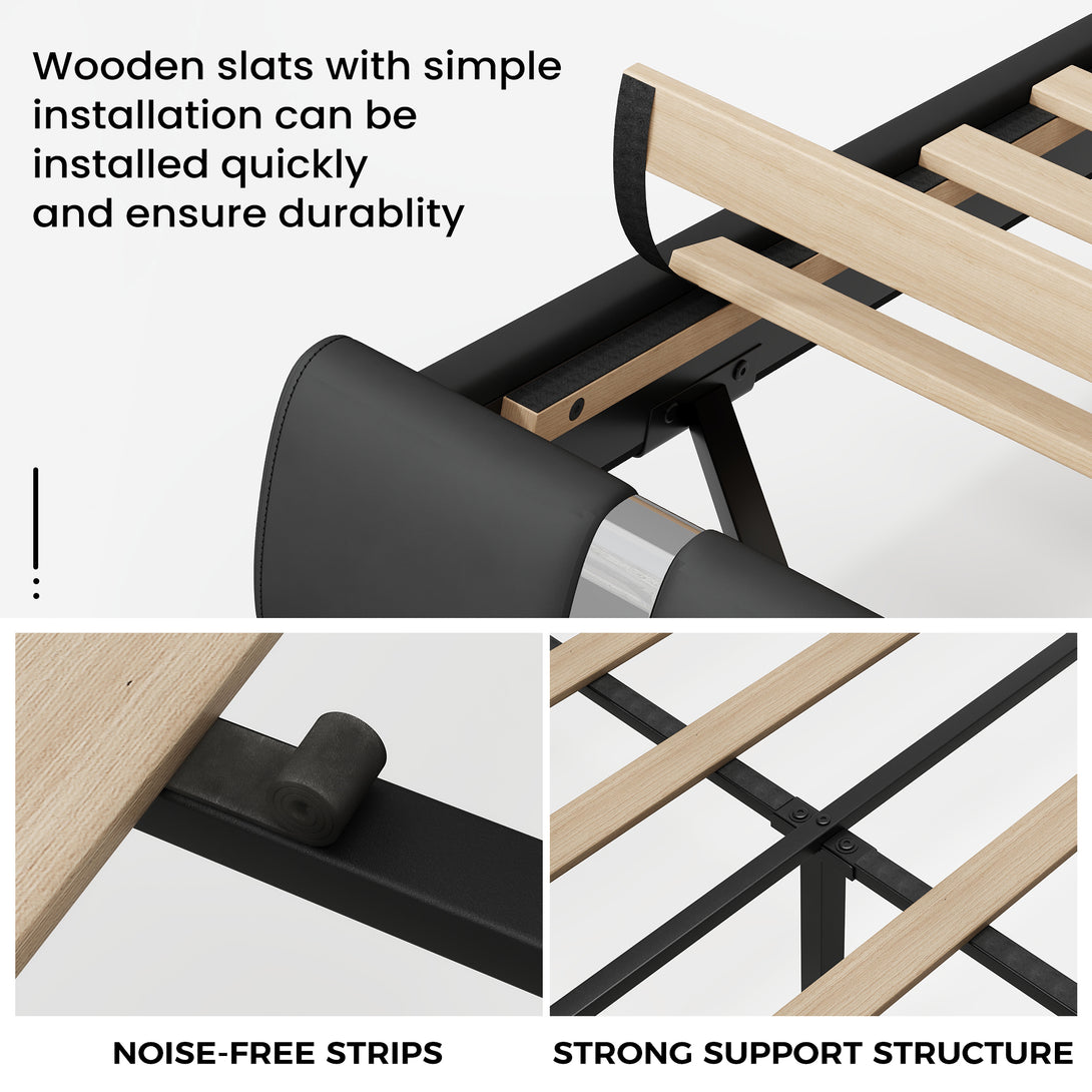 IDEALSOUL Full Size Bed Frame with LED Lights,Floating Metal Platform Bed with Storage Headboard,No Box Spring Needed,Easy to Assemble