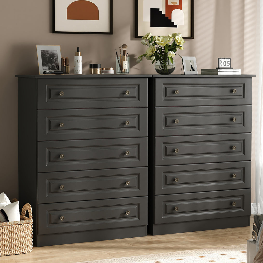 Dresser for bedroom,5 Drawer Dresser Tall  Dresser with Large Storage Space, for Bedroom,Hallway,Entryway